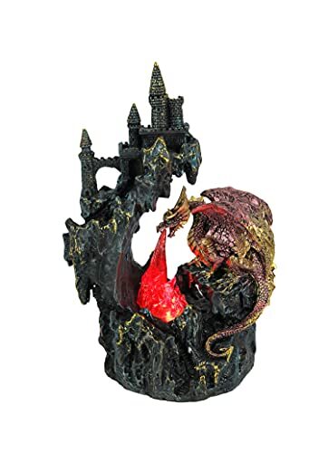 Dragon with Castle With Led Light Figurine
