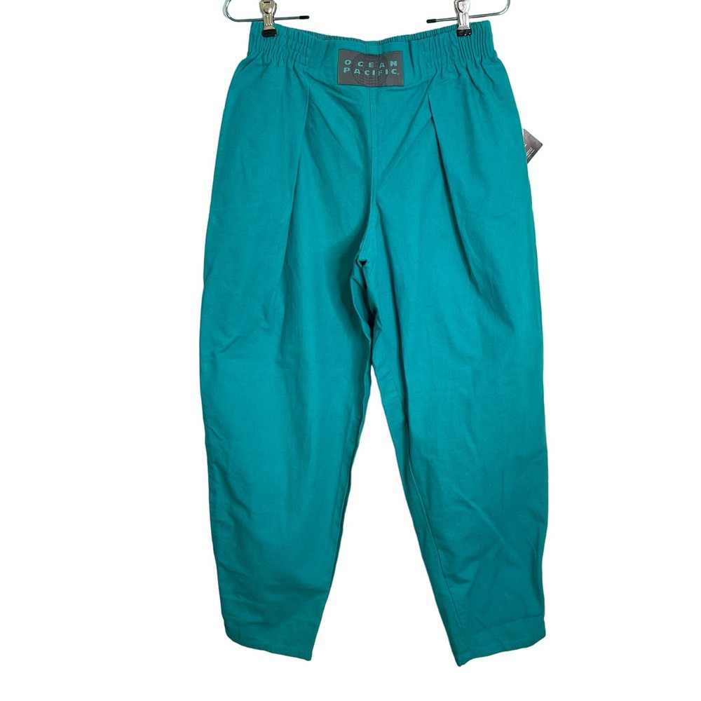 VTG OCEAN PACIFIC 80s Deadstock Aqua Pleated Tapered Leg Pants Surf Skate Sz 28