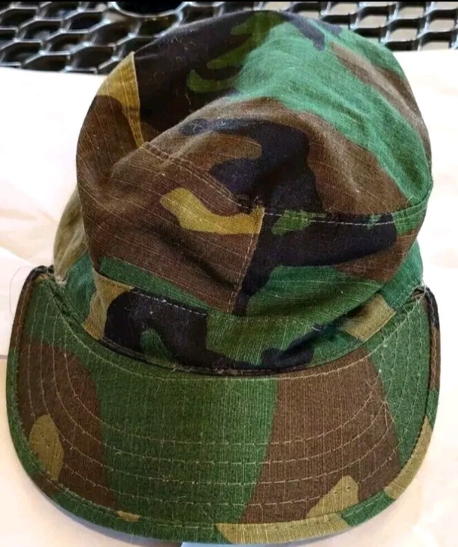 Military Issue Woodland Camo Fitted Cadet Hat Ear Army Small Size 7