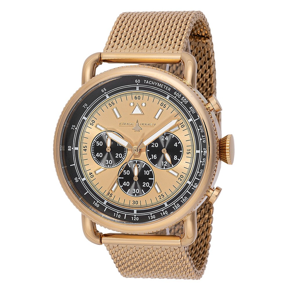 Chase Durer Invicta Men's Aviator Gold Mesh Chronograph Watch CDW-0153
