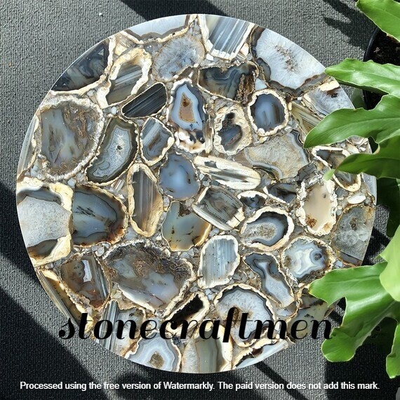 Wild Agate Stone Coffee Table Top Sofa Centerpiece Holiday Special-image