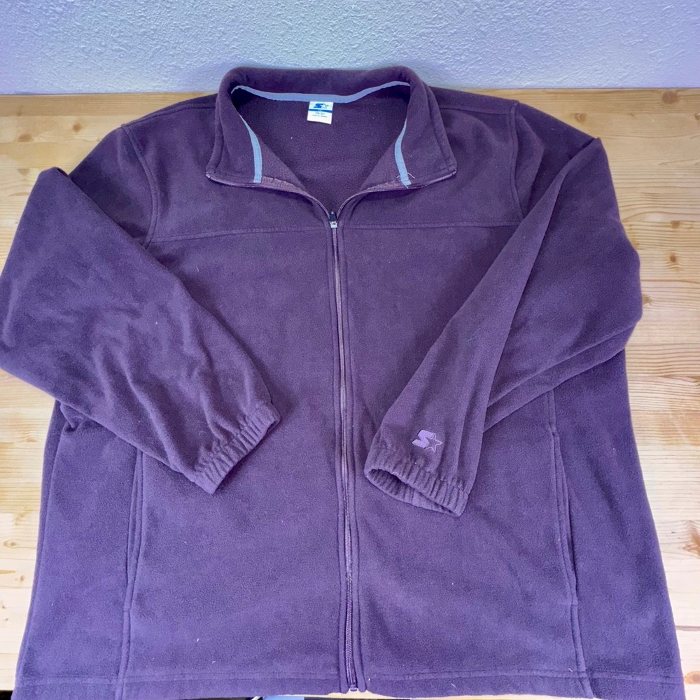 Vintage Starter Men's 2XL Purple Full Zip Fleece Jacket Y2K Embroidered Logo