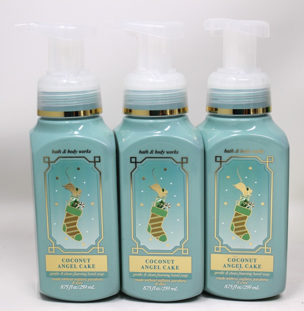 Bath & Body Works Coconut Angel Cake Gentle Foaming Hand Soap Lot of 3 8.75 oz