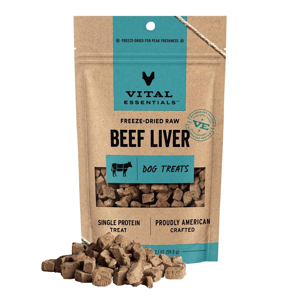 Vital Essentials Beef Liver Dog Treats Freeze-Dried Raw High Protein, Grain Free