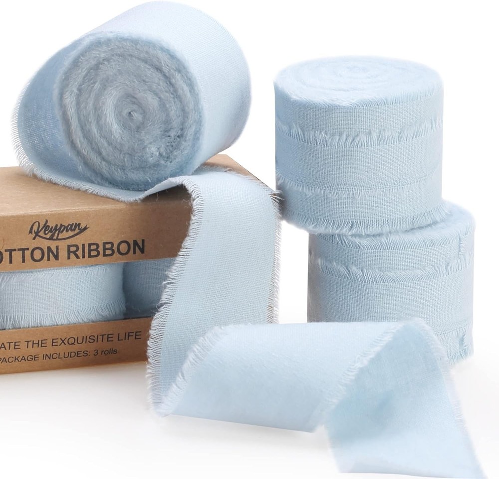 Blue Ribbon 1-1/2 x 15 Yards Handmade Cotton Frayed Fringe Fabric Ribbons Crafts
