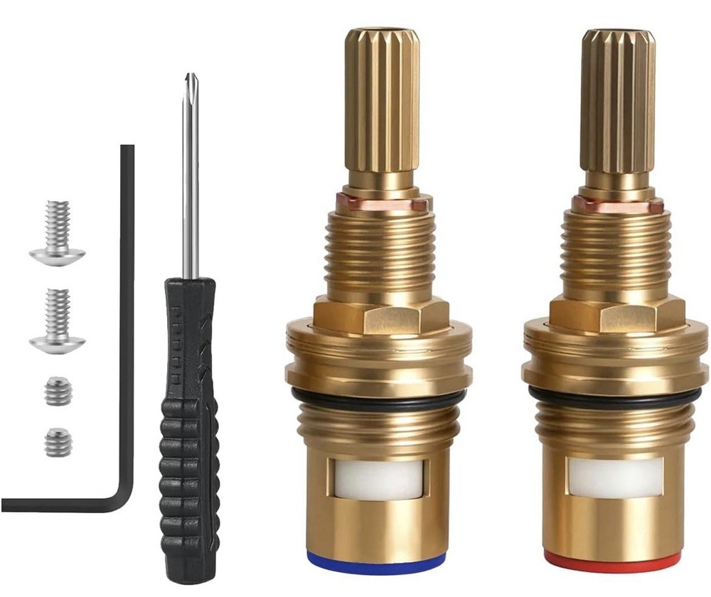 Brass 1-001 & Brass 1-002 Ceramic Valve Cartridge Set, Replacement Hot & Cold