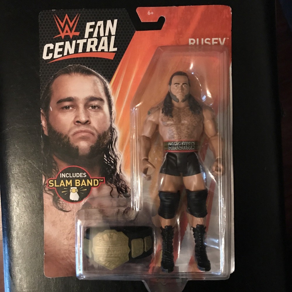 WWE RUSEV FIGURE FAN CENTRAL TOYS R US EXCLUSIVE SLAM BAND SLAP BRACELET US BELT