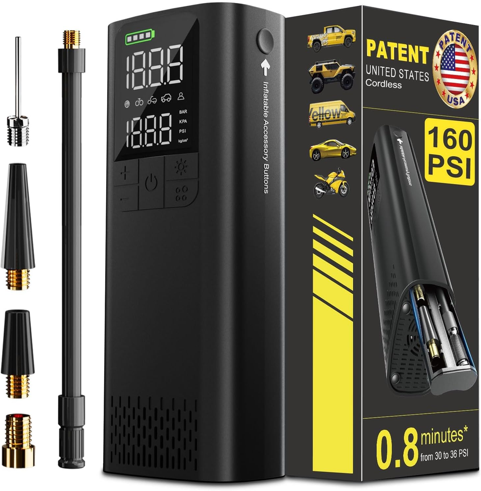 Car Tire Inflator Portable Air Compressor,0.8 Min Full Inflation 160 PSI Digital
