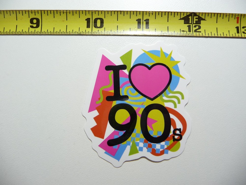 I LOVE 90S HEART DECAL STICKER 80S RETRO VINTAGE 1980S 1990S FUN