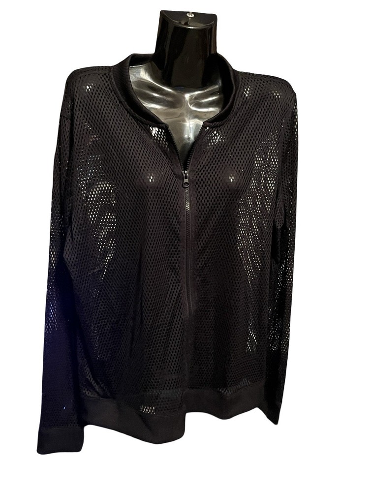 Victoria’s Secret Victoria Sport Size Large Black Mesh Long Sleeve Zipper Jacket