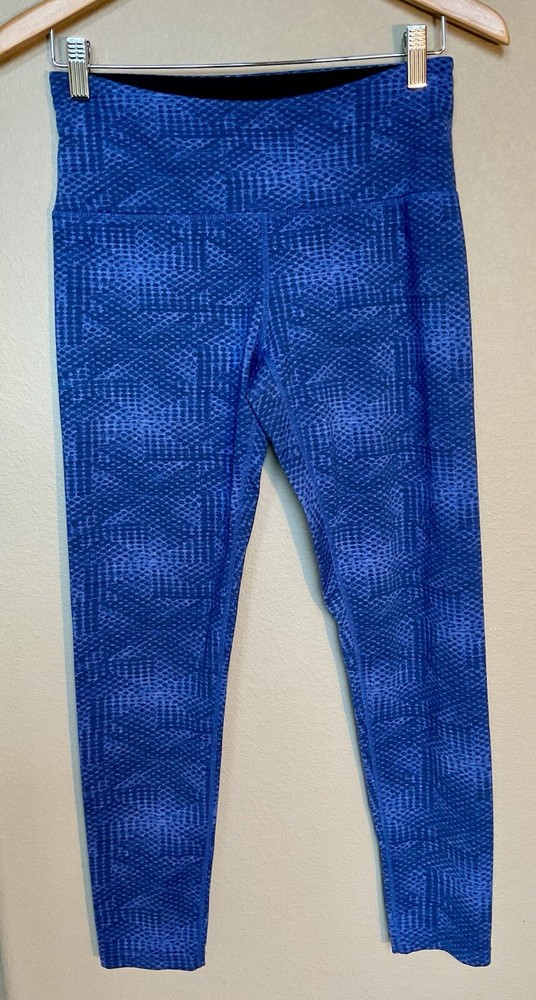 Tuff Athletics Leggings Small S Blue Snakeskin Stretch Workout Yoga Running Walk
