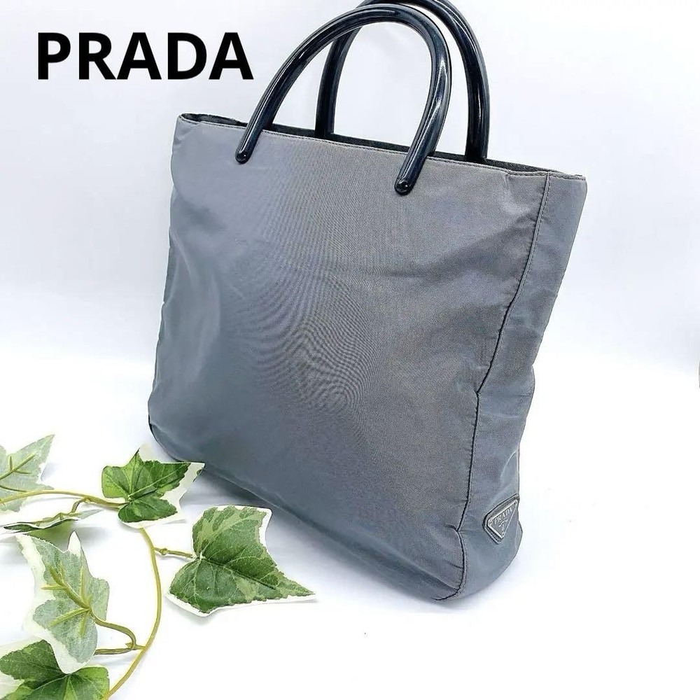 Prada Gray A4 Storage Tote Bag with White Tag Preowned Excellent Condition