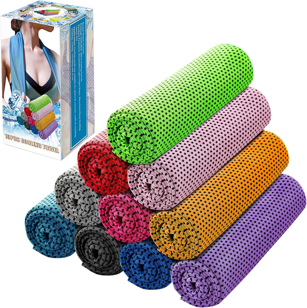 10Pcs Cooling Towel Ice Towel Cooling Towels for Neck and Face Microfiber Coolin