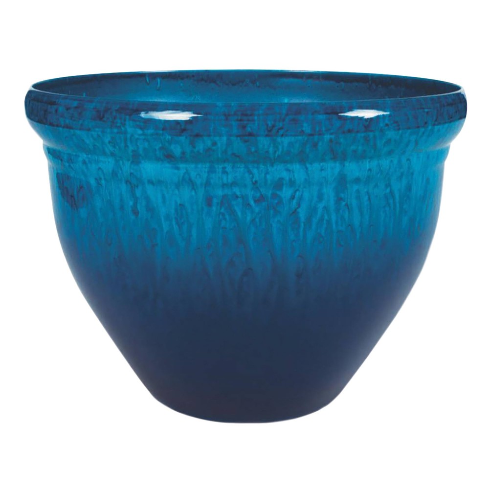 16 Inch Pizzazz Decorative Round Planter - Lightweight Premium Resin Plant Po...