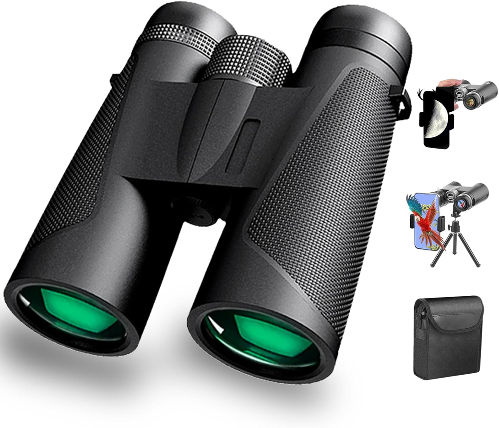 Binoculars 12X42 HD Binoculars for Adults High Powered with Phone Adapter, Tripo
