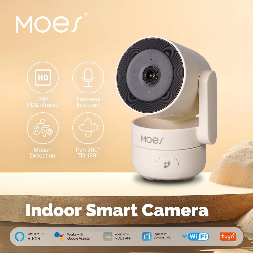 MOESTuya WiFi Indoor Pan/Tilt Smart Security Camera 4MP HD Infrared Night Vision