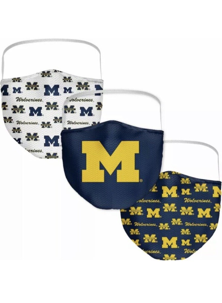 Michigan Wolverines College Football 3-Pack Adult Face Masks  -image