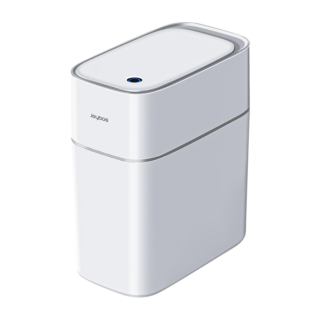 Trash Can with Lid Automatic Garbage Can, 3.8 Gallon Slim Small White Plastic Sm