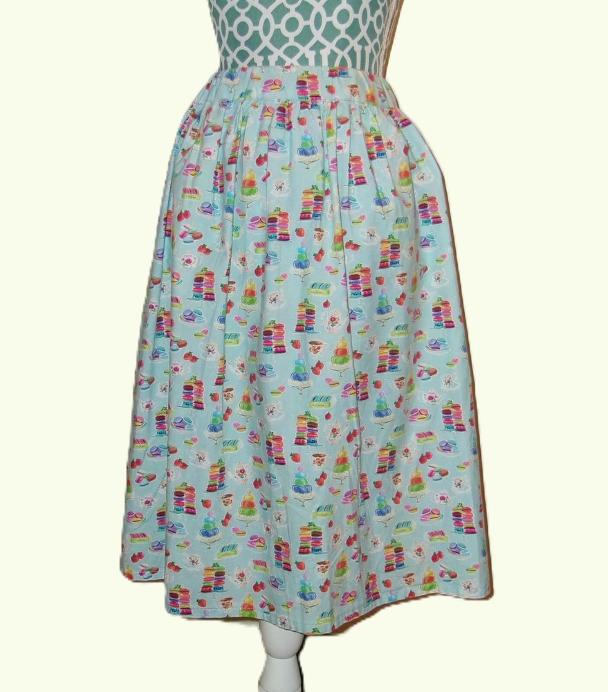 Handmade aqua blue Modcloth-style macaron tea skirt retro romantic