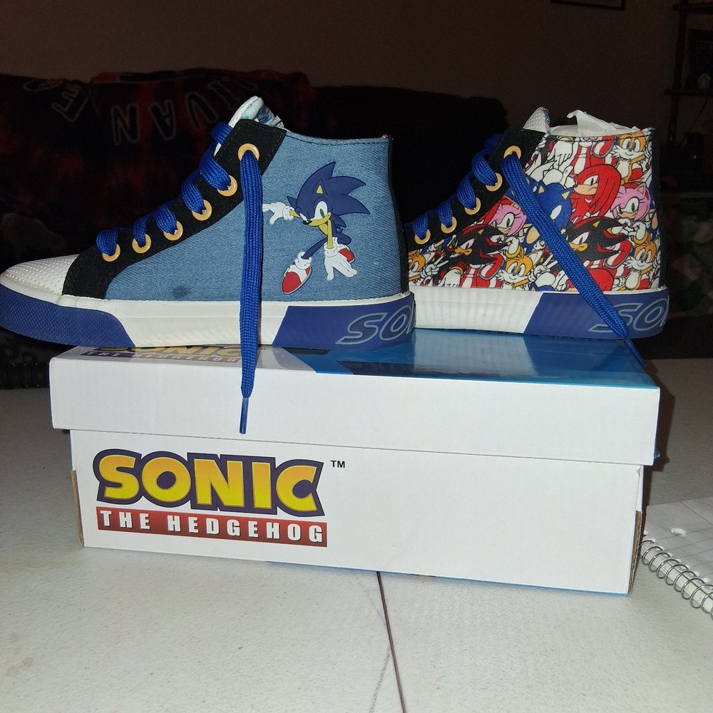 Sega sonic the hedgehog high top sneakers ground up youth size 2