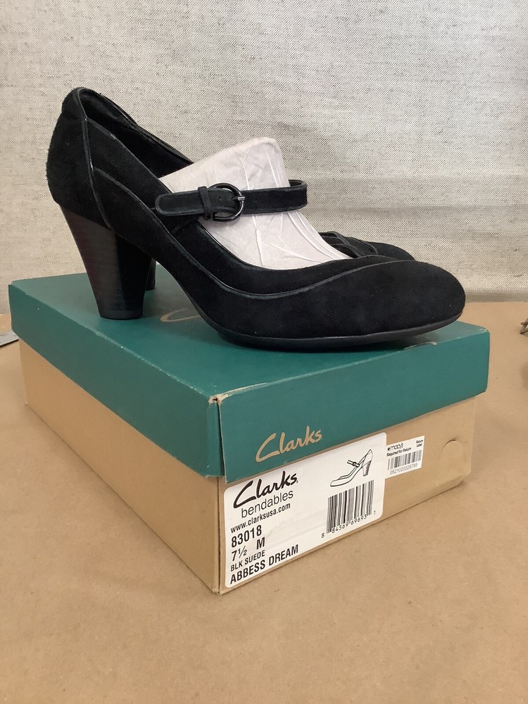 Clarks Womens Abbess Dream Black Sandals Size 7.5 M Comfortable Stylish