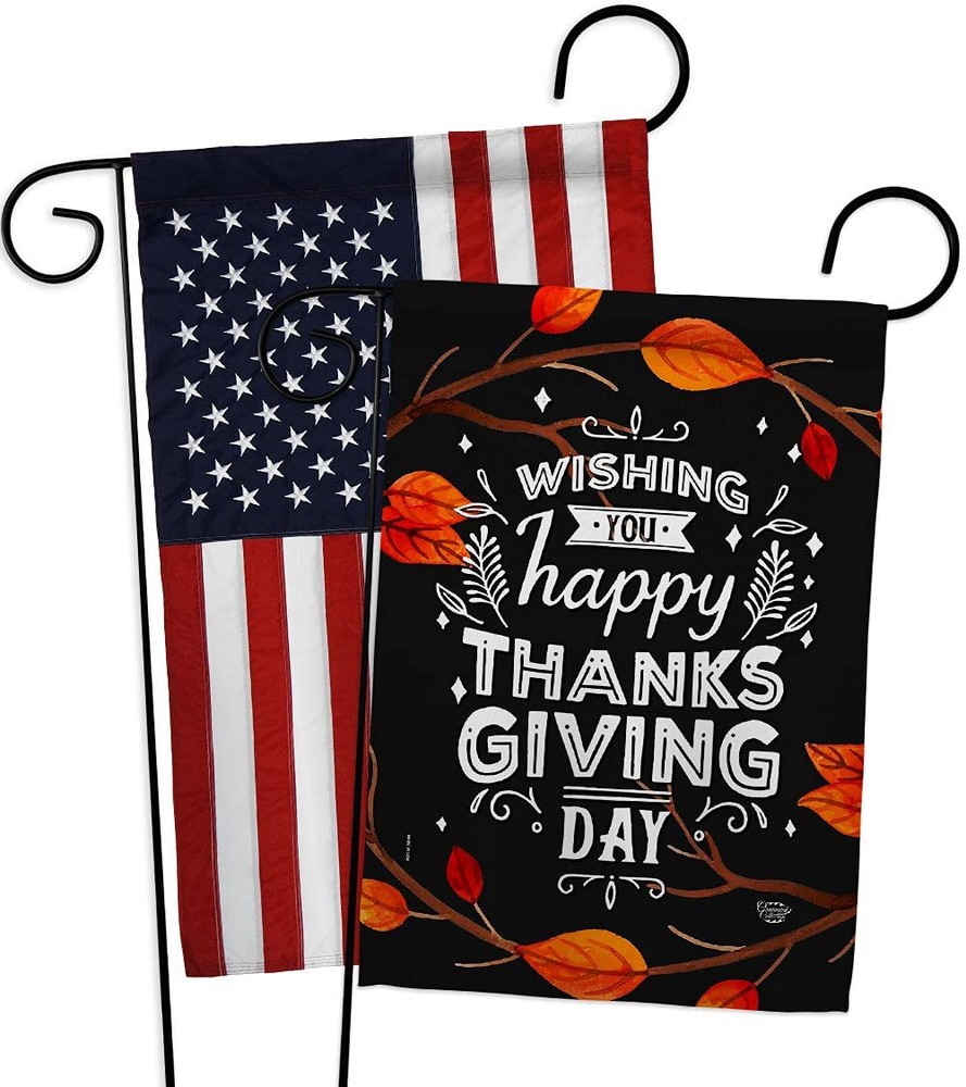 Thankgiving Day Garden Flag Pack Fall Thanksgiving Turkey Give Thanks Gobble ...