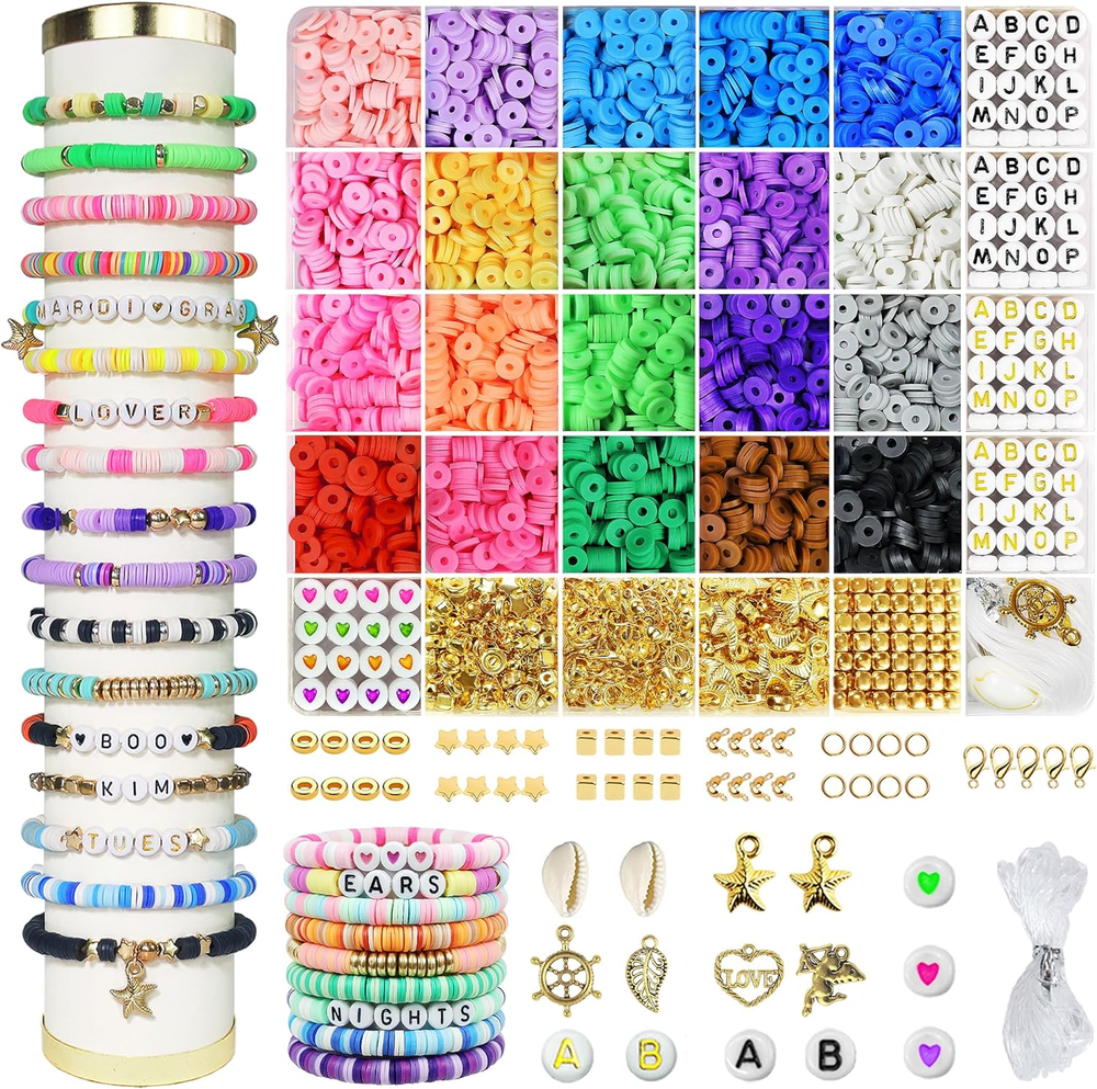 3400 Pcs Clay Beads Bracelet Making Kit, Friendship Bracelet Kit for Jewelry Mak