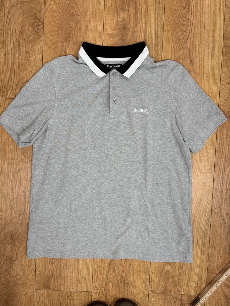Barbour International Polo Shirt Men’s Extra Large Grey Cotton Short Sleeve