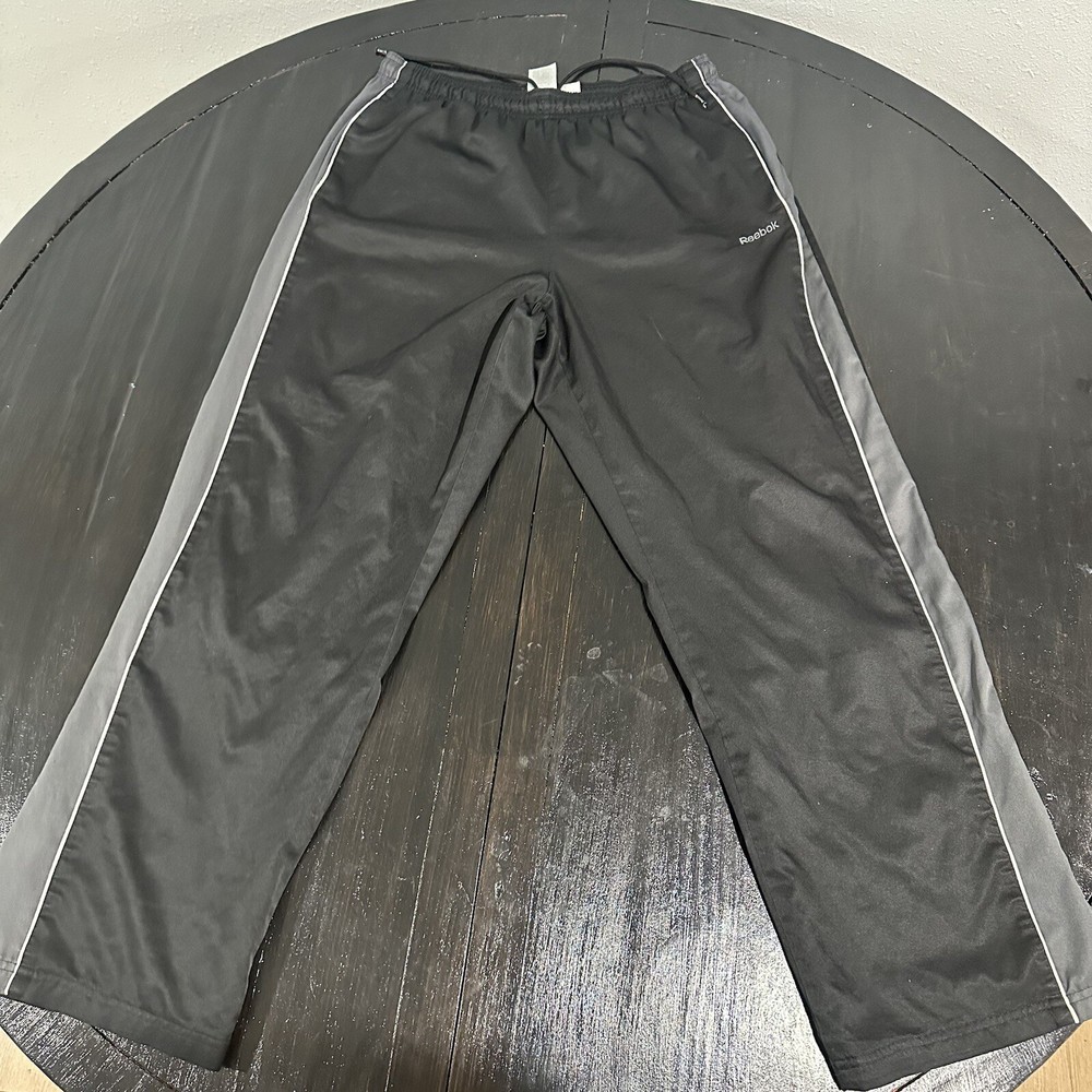 Y2K Vintage Track Pants Mens Large Black&Grey Logo Track 90s