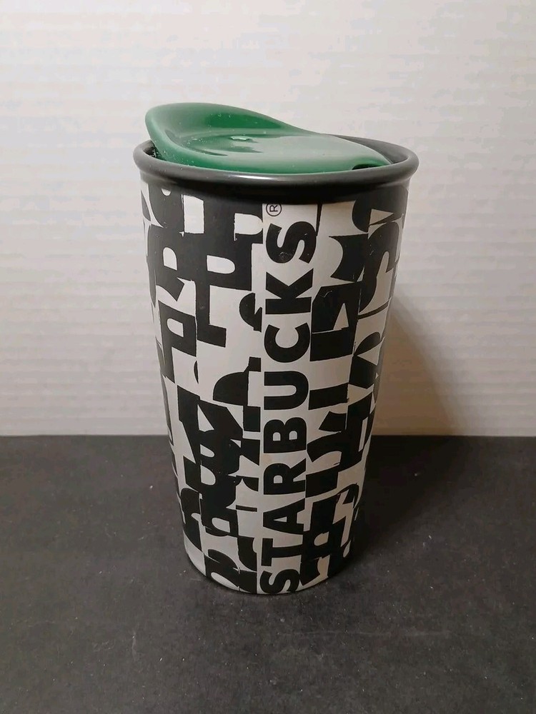 Starbucks Abstract Letter Scribble Graffiti Ceramic Tumbler Traveler Mug 10oz