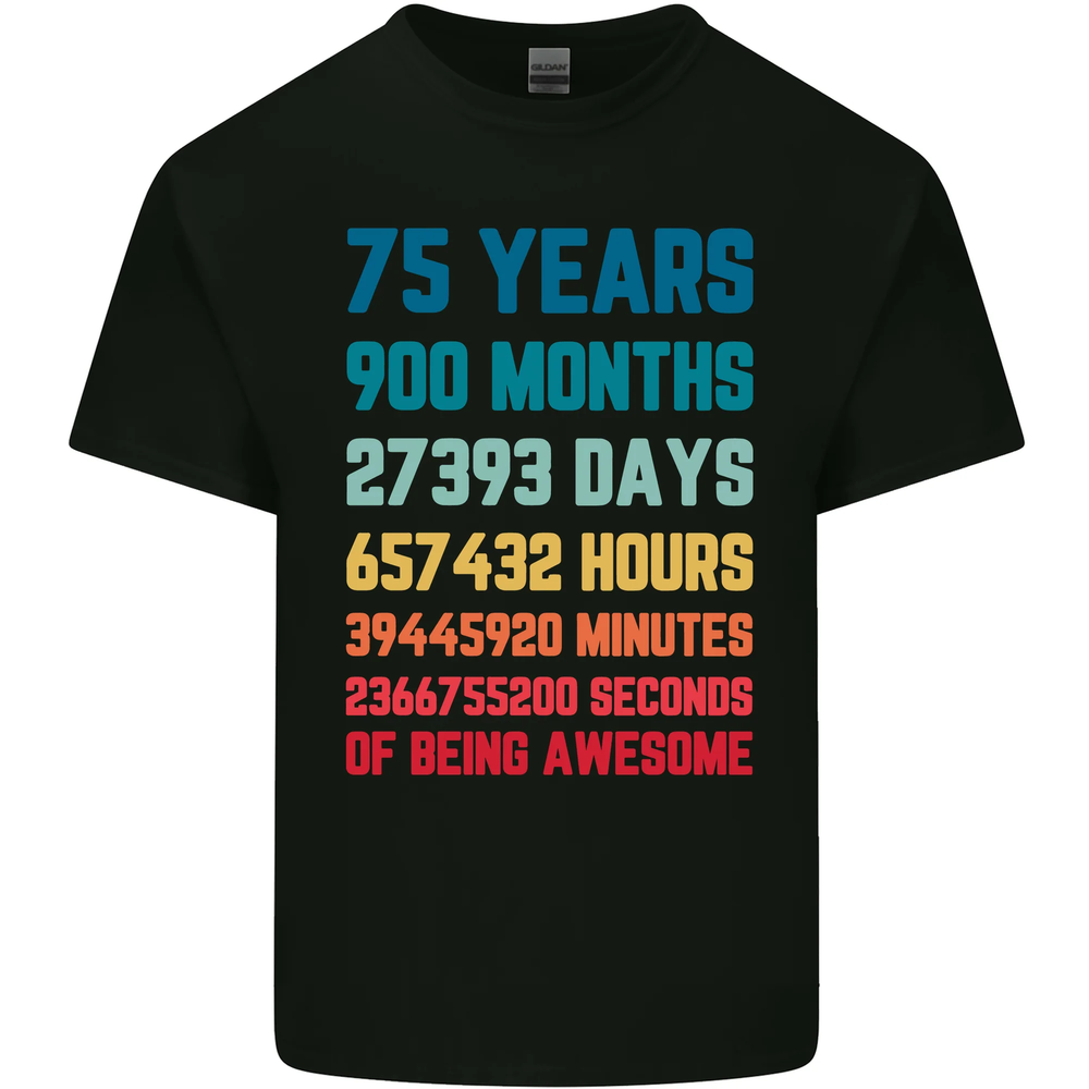 75th Birthday 75 Year Old Mens Cotton T-Shirt Tee Top