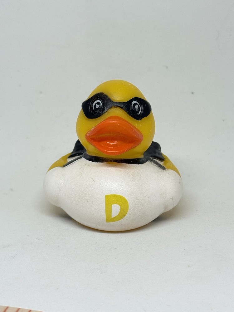 Super Hero D Rubber Duck 2 Inch Bath Toy with Cape