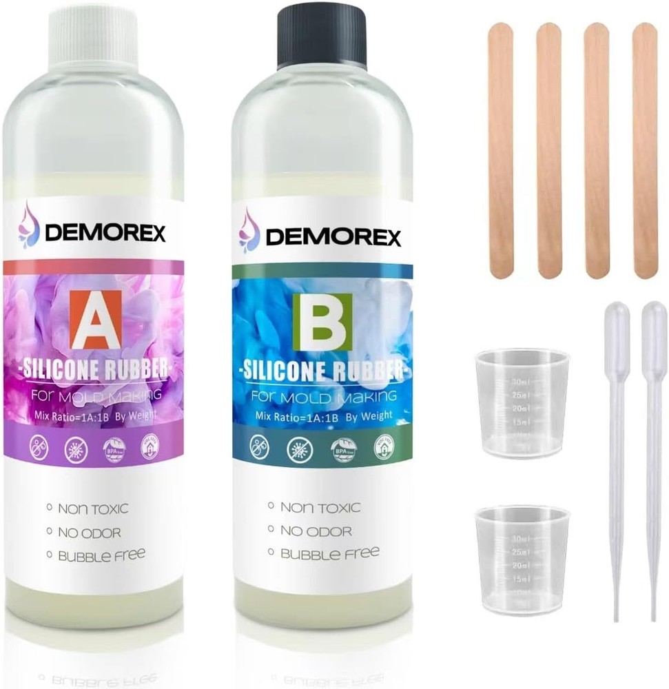 Silicone Mold Making Kit, Demorex Liquid Rubber for Resin Molds,...
