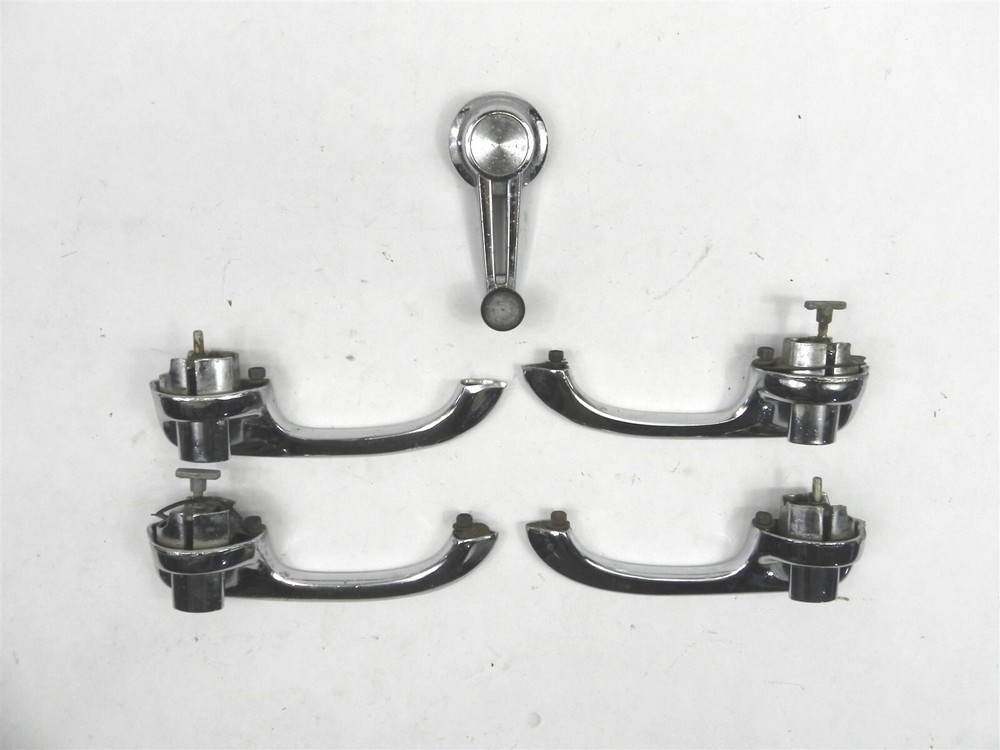 LOT USED 1962-1963-1964 CHEVY NOVA 4 OUTSIDE DOOR HANDLES 1 WINDOW CRANK HANDLE
