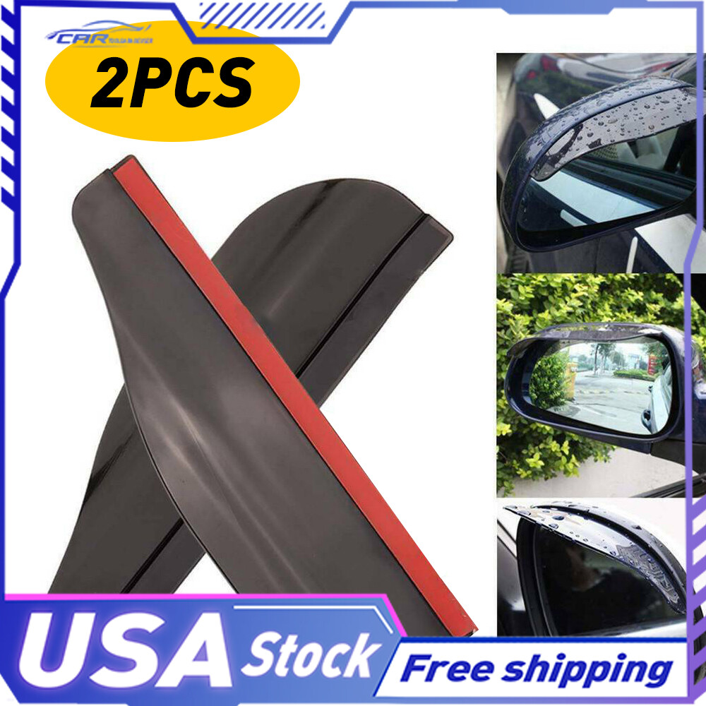 2X Car Black Rear View Side Mirror Rain Board Sun Visor Eyebrow Guard PVC LH&RH