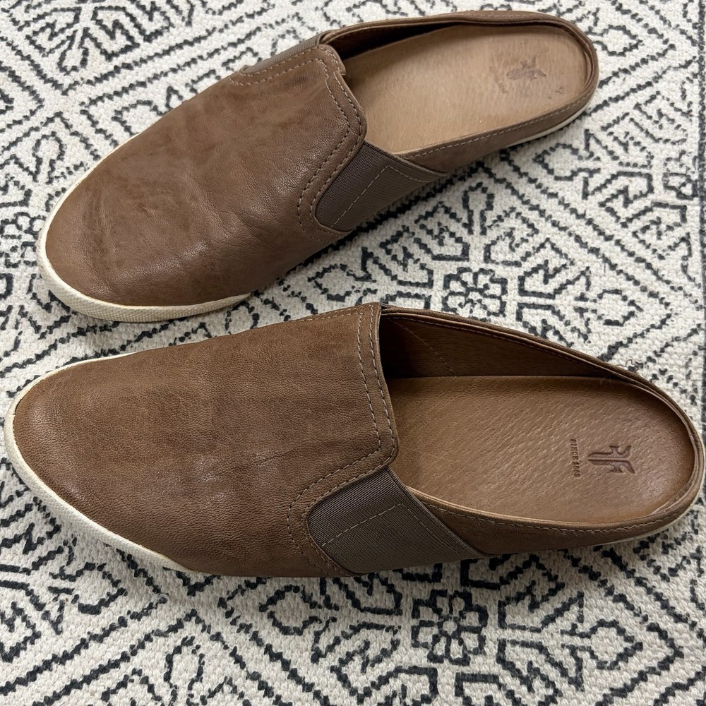Frye Brown Leather Slip-On Mules Women's Size 7.5 Comfort Style