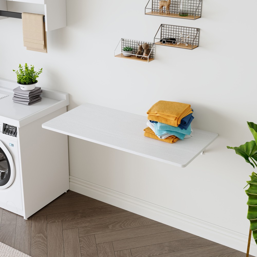 Space-Saving Wall-Mounted Laundry Folding Table for Small Spaces Garage or Office