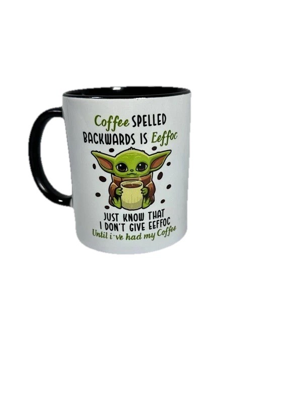 Star Wars Baby Yoda Hug Coffee Spelled Backwards Is Eeffoc Cute Coffee & Tea Mug
