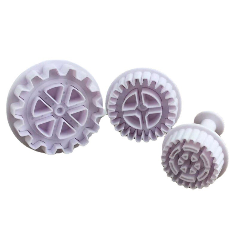 3Pcs/Set Gearwheel Plunger Fondant Cutter Sugarcraft Cake Decorating Tools DIY
