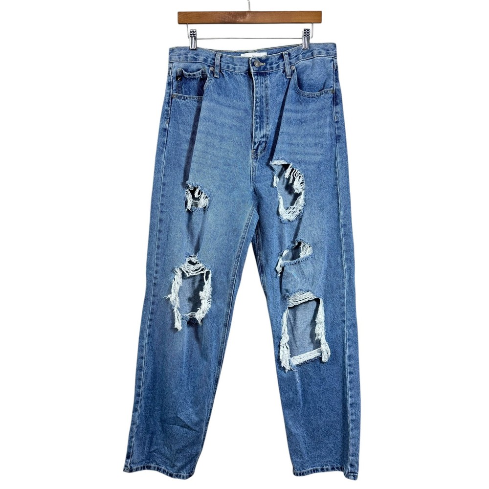 Kancan Jeans Kyla Ultra High Rise 5 31 Destroyed Holes Ripped Grunge 90s Baggy