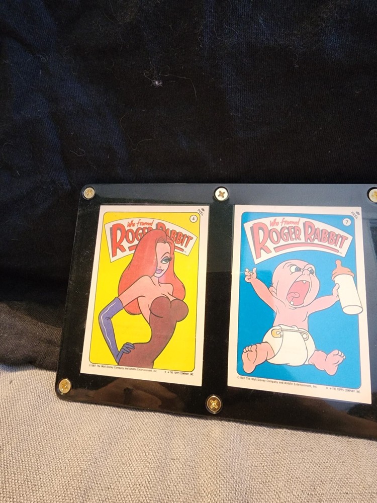 1988 Topps Jessica Rabbit & Baby Herman Collectible Stickers Framed Display