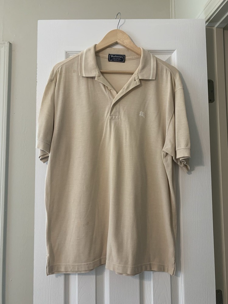 Vintage Burberry London Beige Polo Shirt Size M Rare England