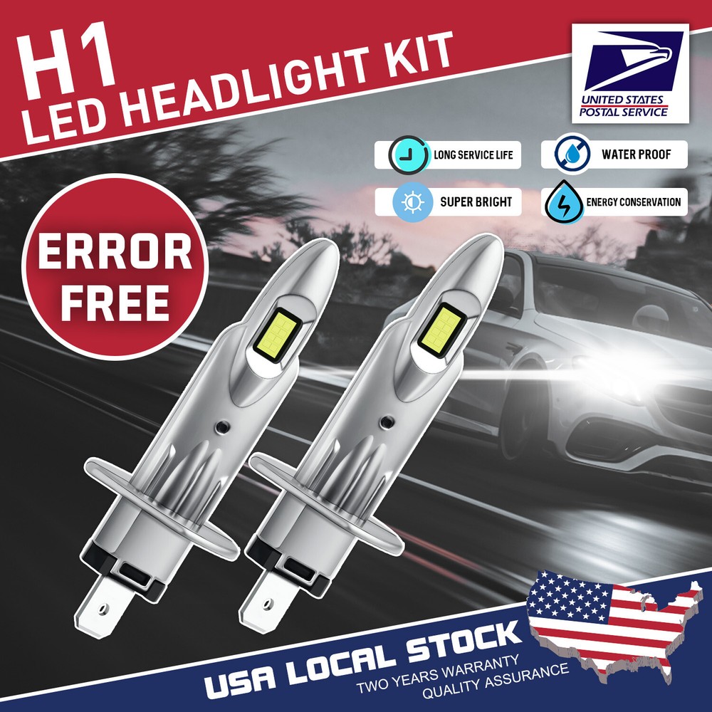 Super Bright H1 LED Headlight Bulbs 8000lm Conversion Kit High Beam 6000K White