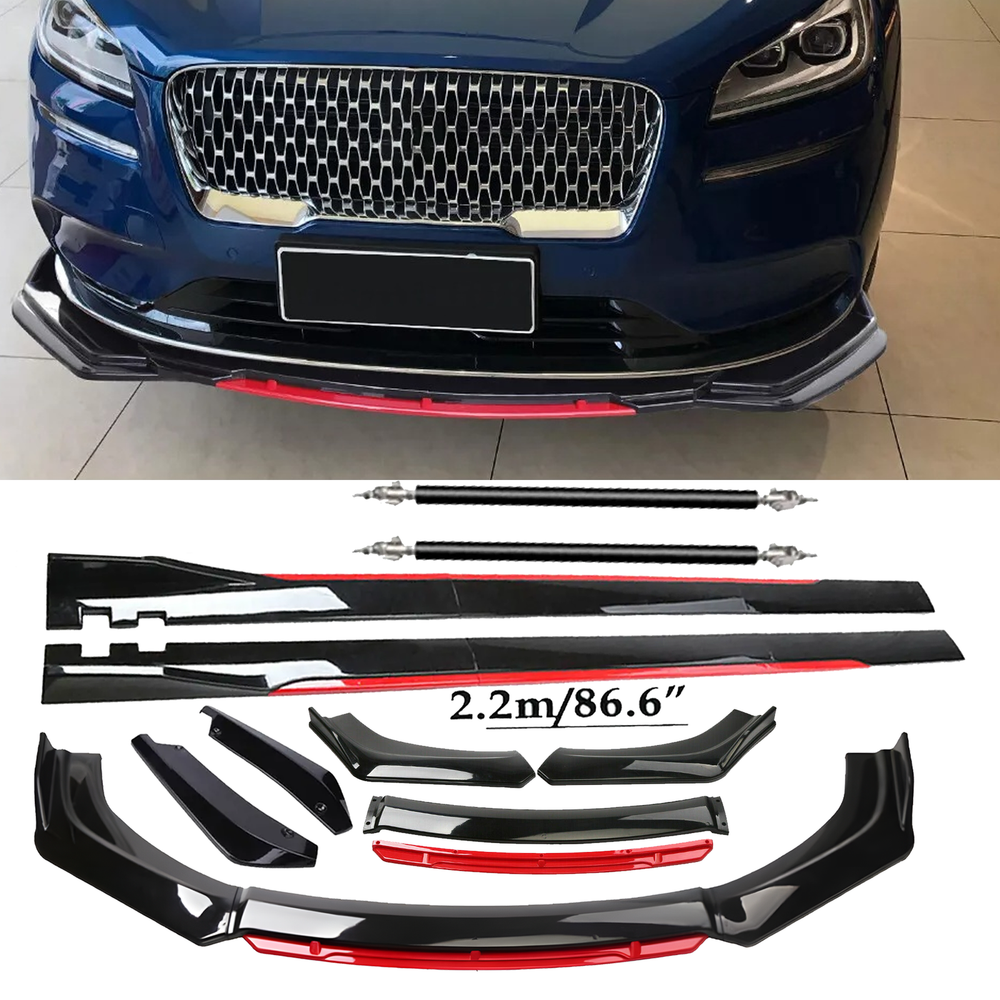 Front Bumper Lip Chin Spoiler Splitter Body Kit Glossy Black For Lincoln MKZ U