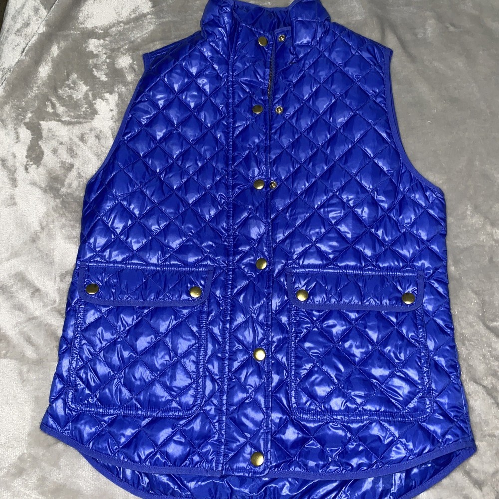 J Crew Womens Small Blue Down Quilted Puffer Vest Excursion Style