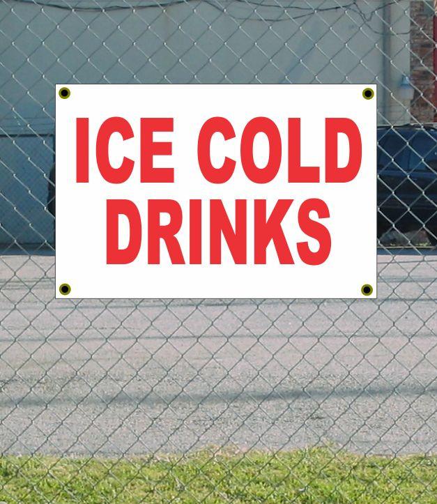 2x3 Ice Cold Drinks Red & White Banner Sign New Discount Size Price Free Ship