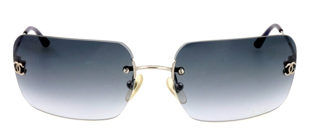 New CHANEL CH 4017 124/79 62mm Silver Rimless CC Cocomark Sunglasses Italy