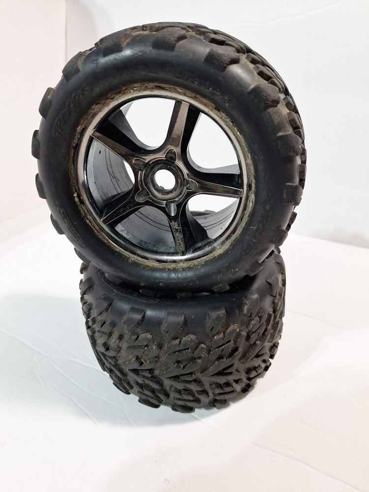 Traxxas 1/10 E-Revo 2 TALON TIRES/GEMINI BLACK CHROME WHEELS
