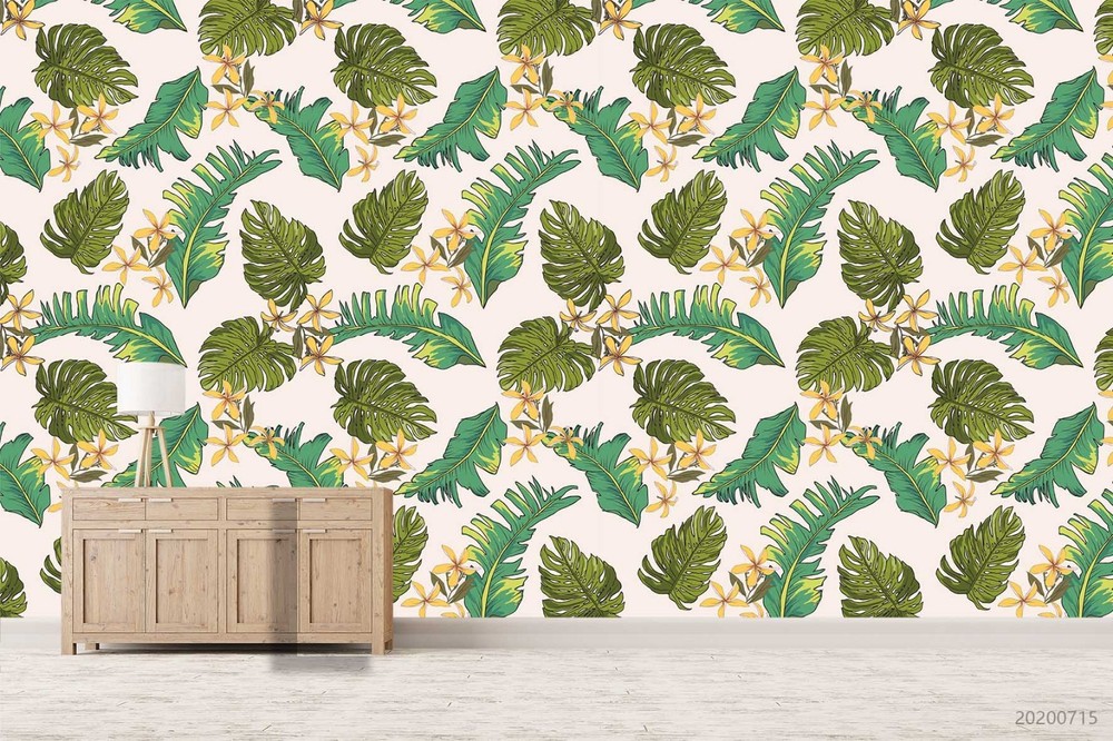3D Flowers Leaves Flora Pattern Wall Murals Wallpaper Murals Wall Sticker 3