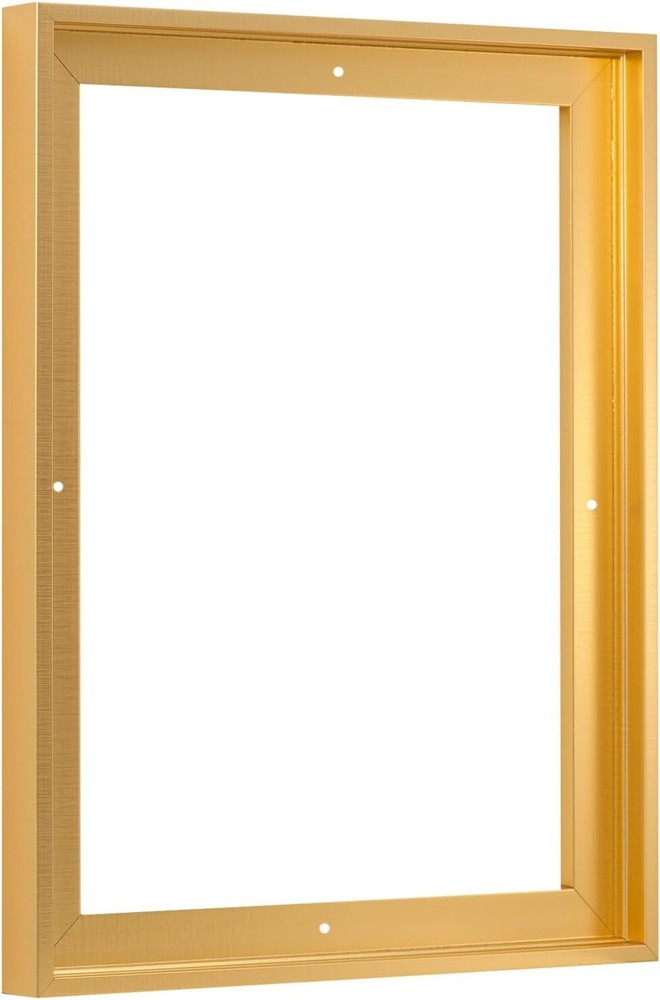 Durable 12x16 Floater Frame in Elegant Brass Gold - Ideal for Any Artwork